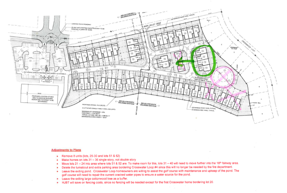 Neighbors on Crosswater Loop proposed these adjustments to a new townhome community in Horn Rapids.