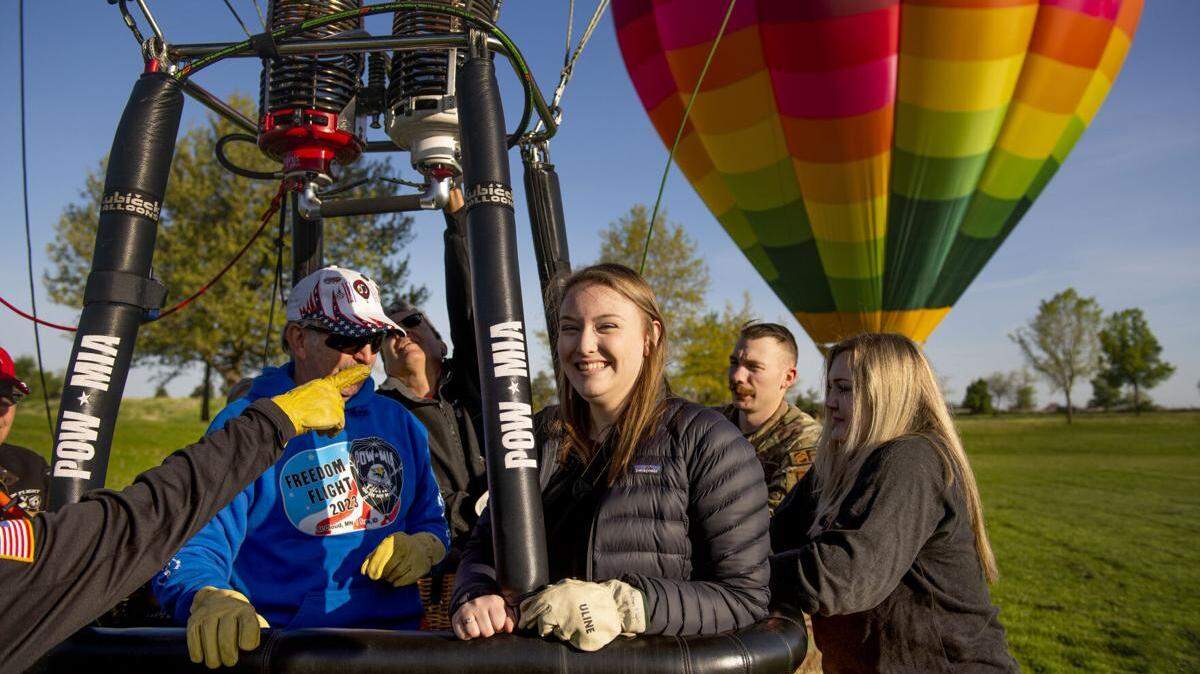 Hannah McIntyre enjoys an awe-inspiring glimpse inside the hot-air balloon.