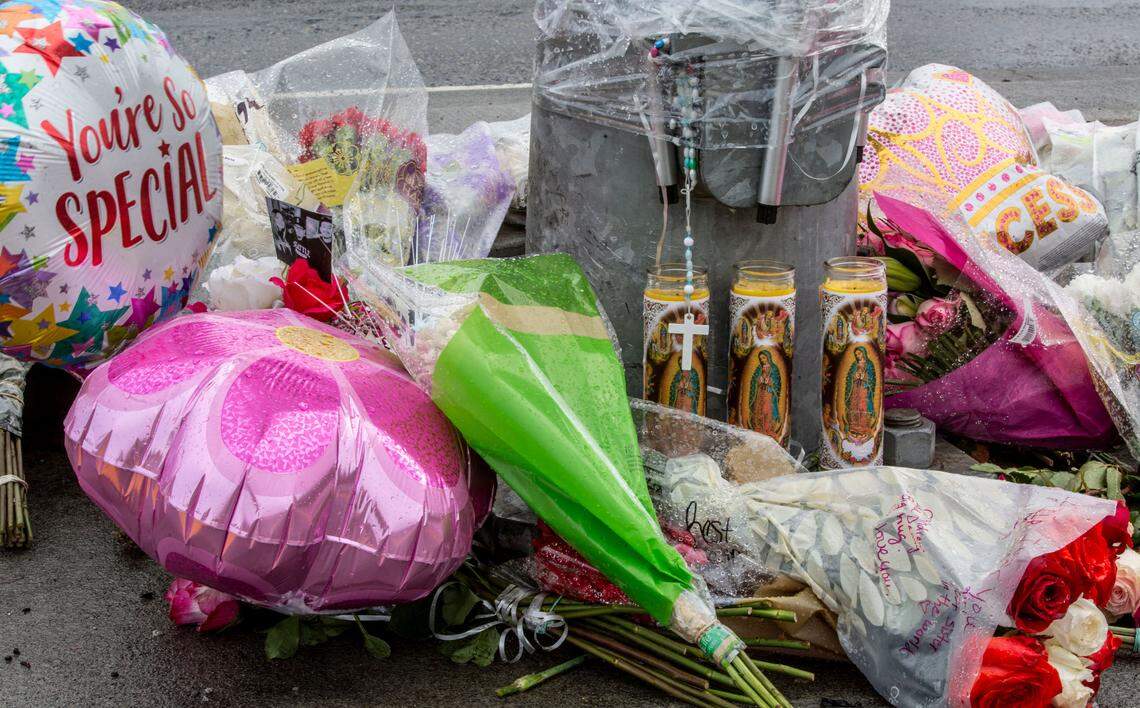 Family and friends have erected a memorial for the three victims of a one-car crash that happened at the intersection of George Washington Way and Jadwin Avenue in Richland at 2:45 a.m. on Feb. 27.