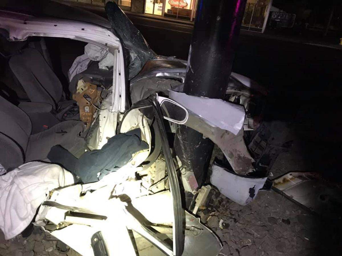 A woman was allegedly drunk when she went off the road and hit a pole on Columbia Drive.
