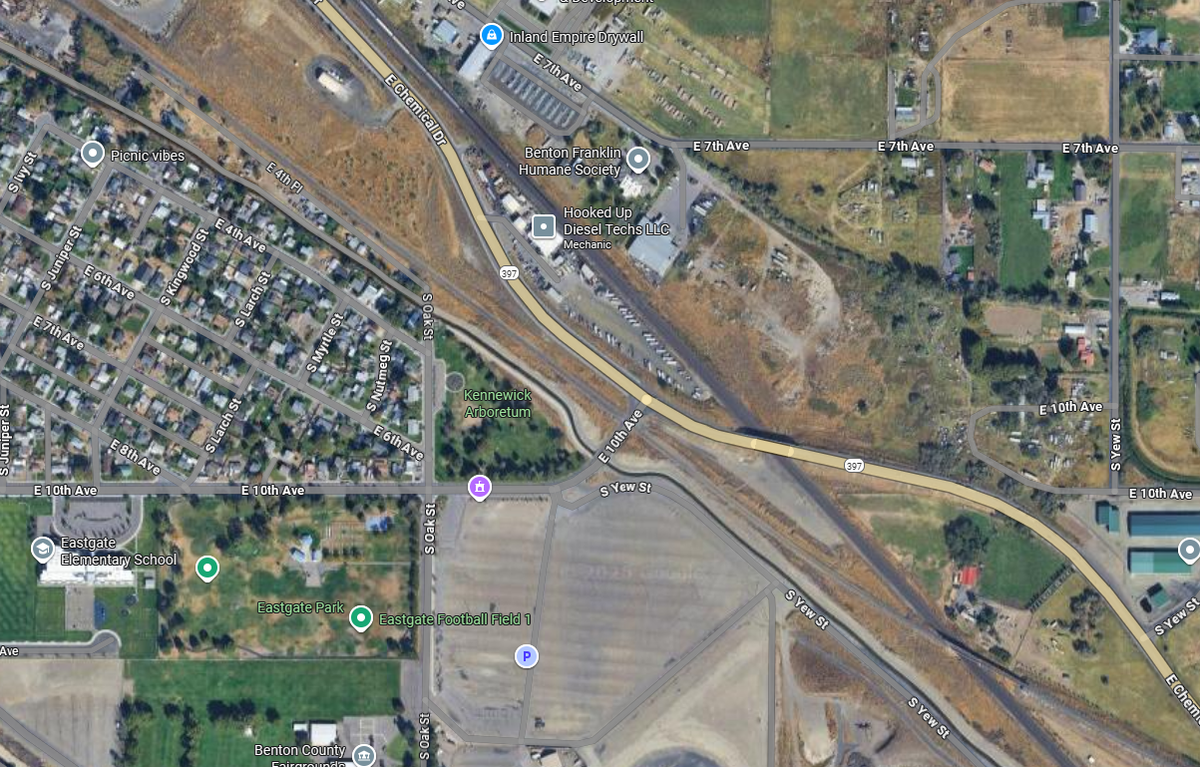 Two people were hurt in a three-vehicle pileup near the Benton County Fairgrounds on Thursday morning.