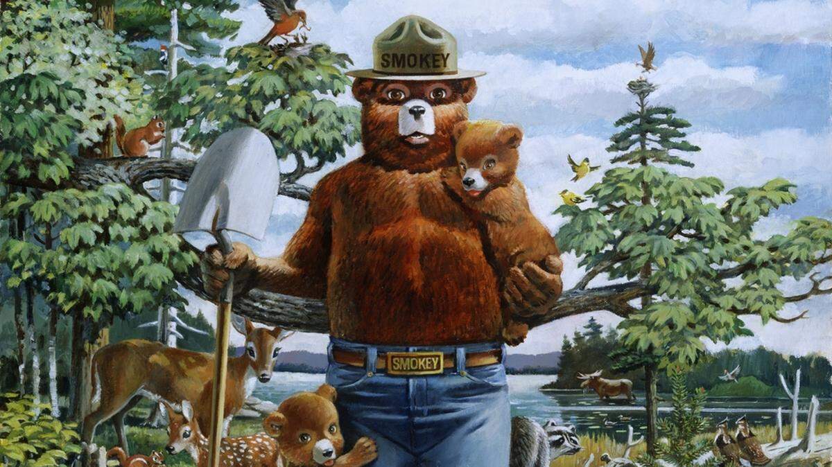 Picture of Smokey Bear with the two Lil Smokey cubs that have appeared increasingly in campaigns in recent years, shared to the Smokey Bear Facebook page on the International Day of Forests in 2023.
