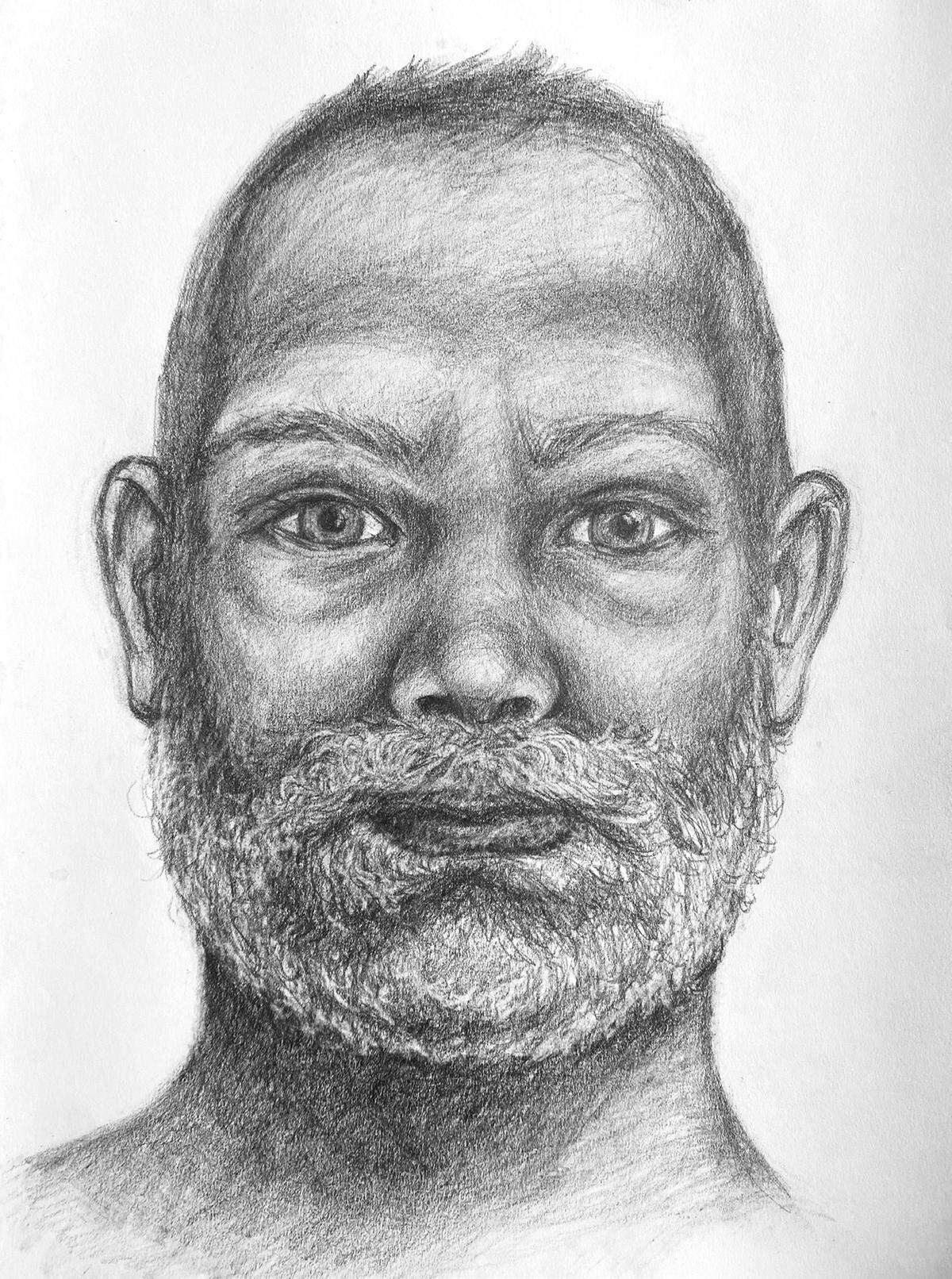Artist’s sketch of a homeless man found dead in the Columbia River in Pasco in September 2023.