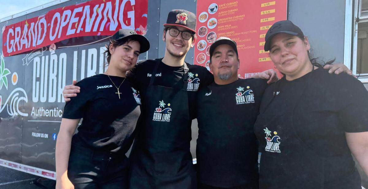 Rafael Najarro Romero, center, and his wife, Yeny, right, and two of their four children, Jennifer, left, and Raymond, second from left, are moving their Cuba Libre food truck to Columbia Gardens in Kennewick in December.