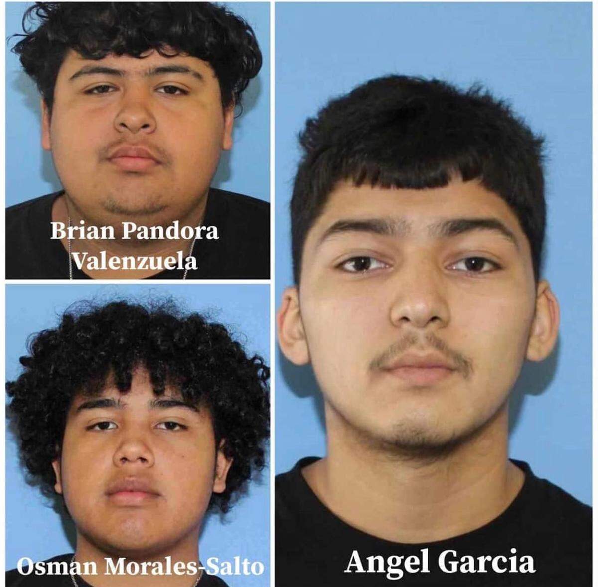 Angel I. Garcia, Brian A. Panduro-Valenzuela and Osman C. Morales Salto, all 18, are pictured in this wanted poster compiled by Pasco police in the deadly shooting on Aug. 6.