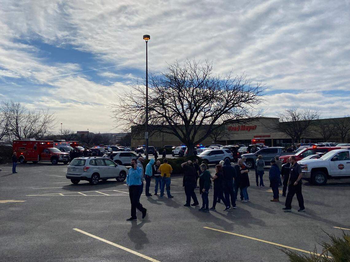 At least one person was reported wounded in a shooting inside the Richland Fred Meyer store on Wellsian Way on Monday.