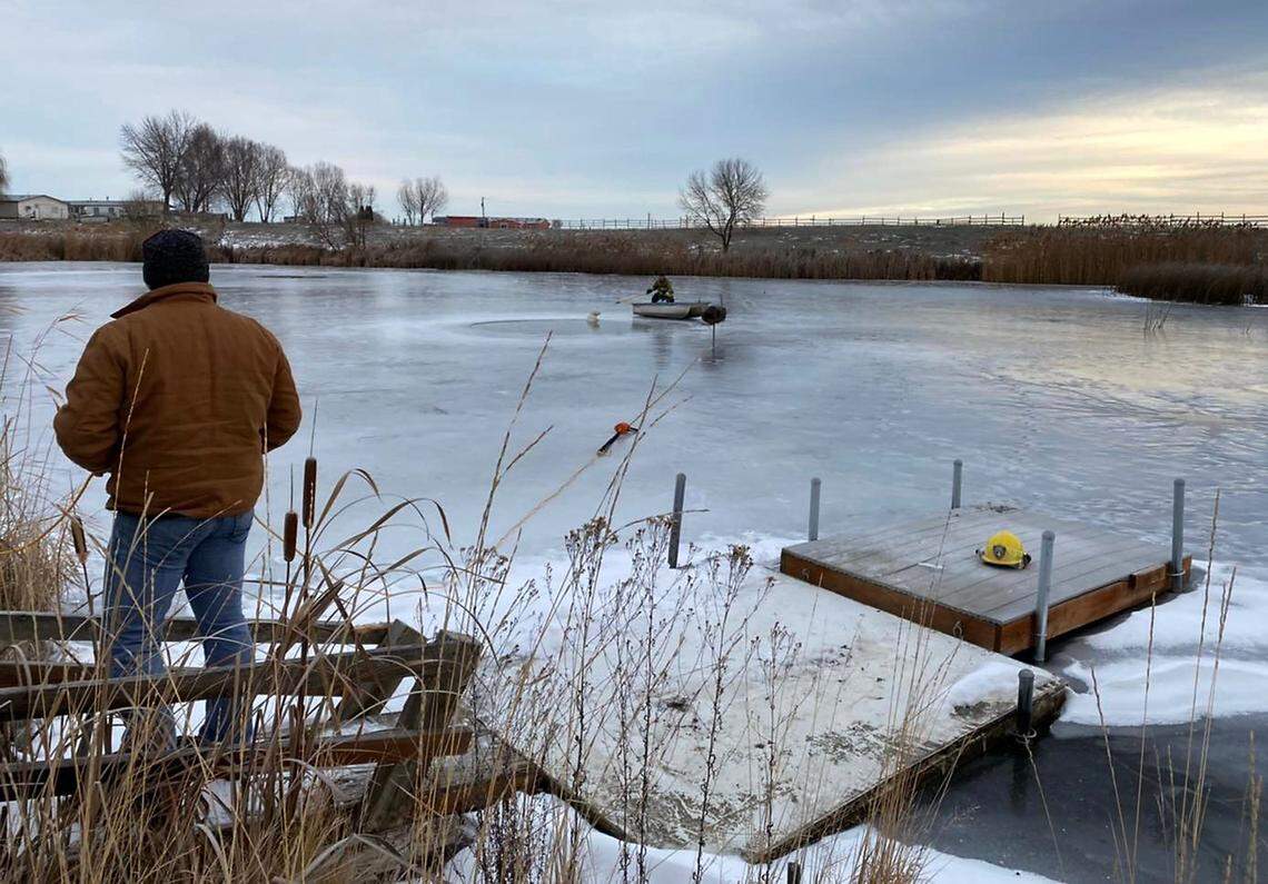 A firefighter rescued a dog that fell through the ice in a Franklin County pond this week.