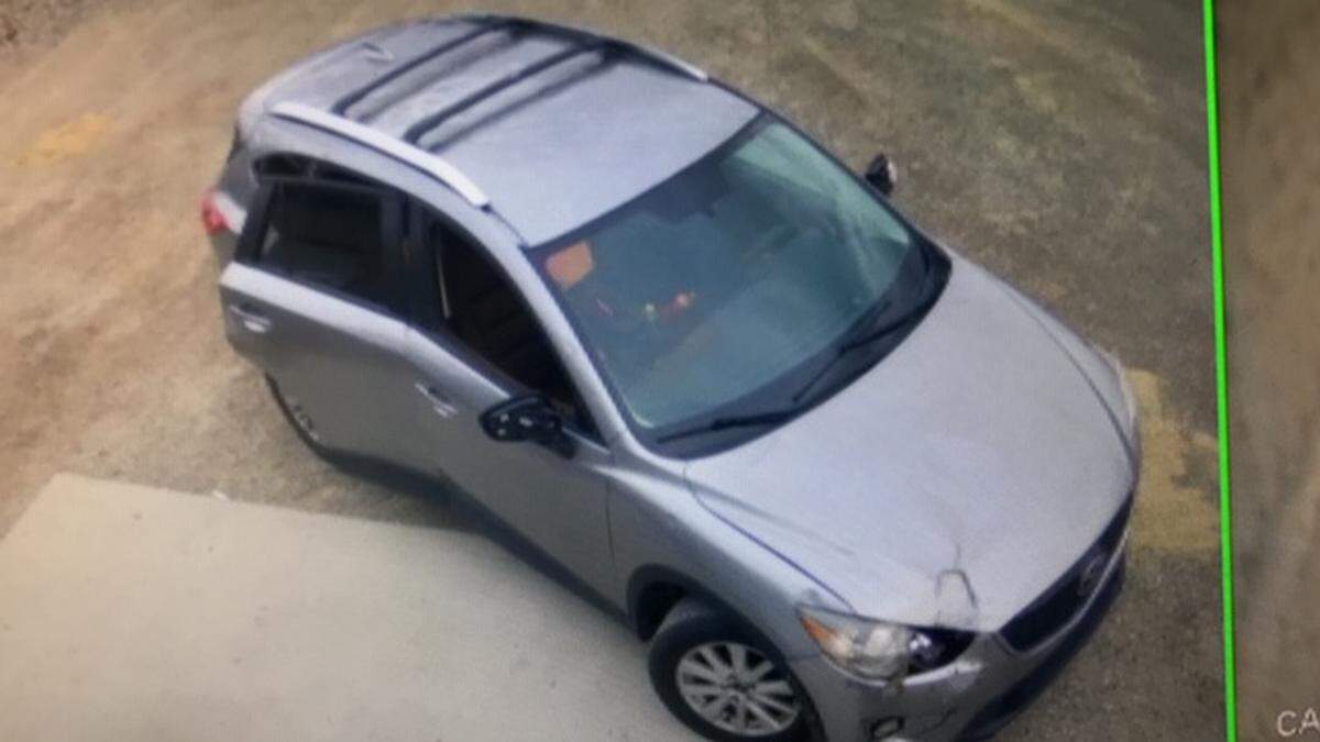 Police are looking for the two men who drove this car to a Kennewick funeral home and stole several thousand dollars in equipment.