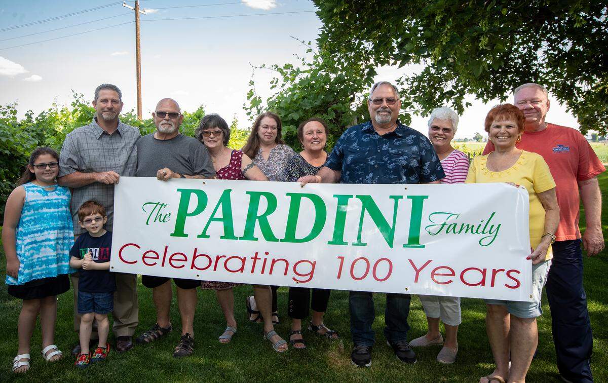 The Pardini family will gather and celebrate 100 years living in the Tri-Cities on Saturday at Howard Amon Park in Richland. Not all family members were present for the group picture.