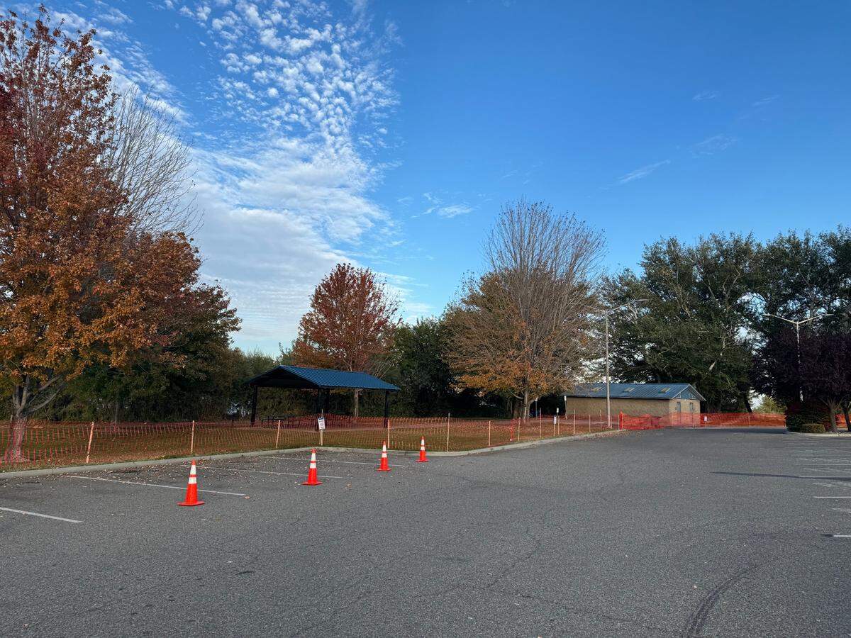 Parts of Columbia and Wye Parks were closed Friday morning. Makeshift fencing was erected and parking spots were blocked off.