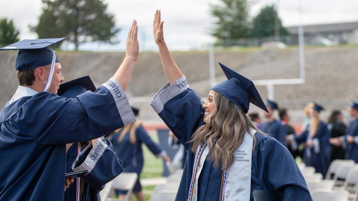 New Chiawana High School grads celebrate at Edgar Brown Stadium in Pasco in 2022.