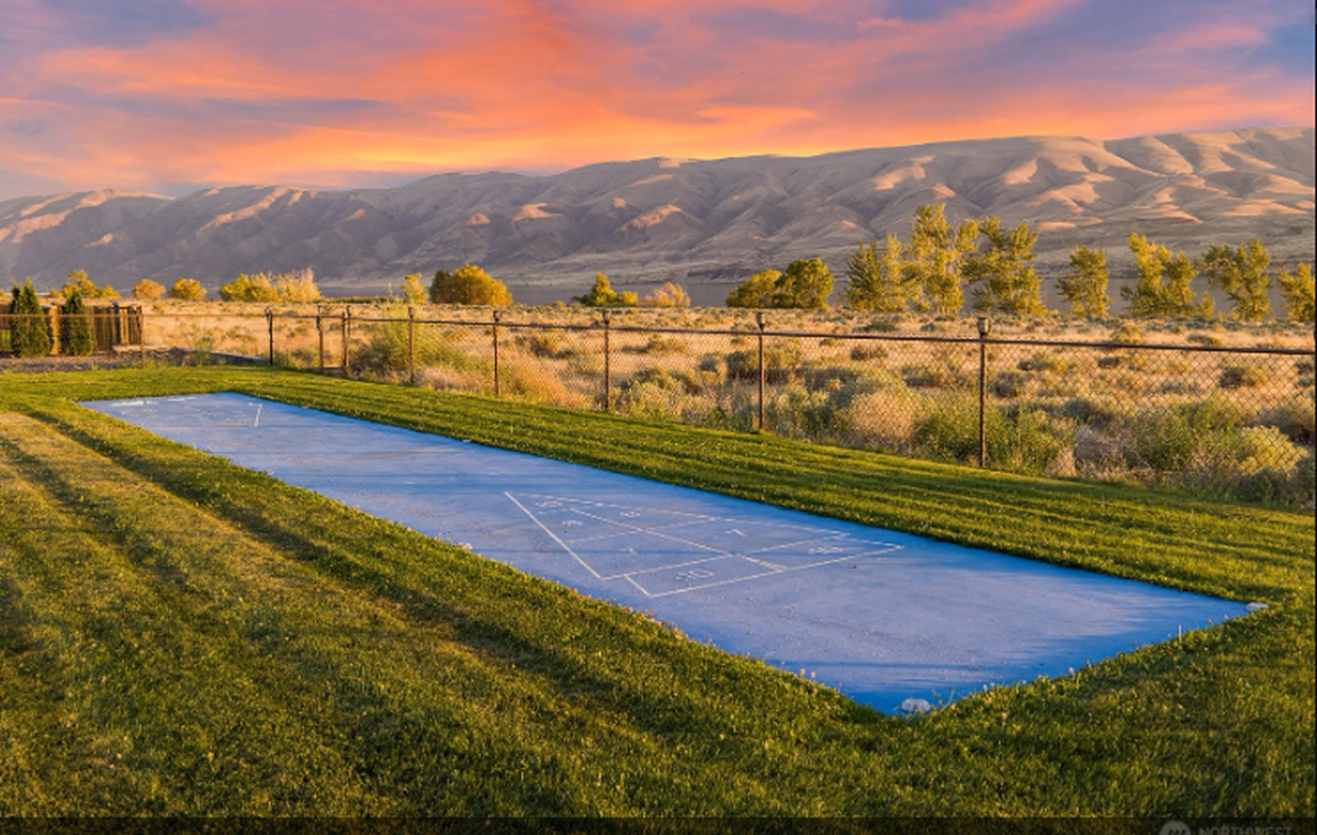 Shuffleboard with a view at this home in the resort community of Desert Aire, about an hour from the Tri-Cities.