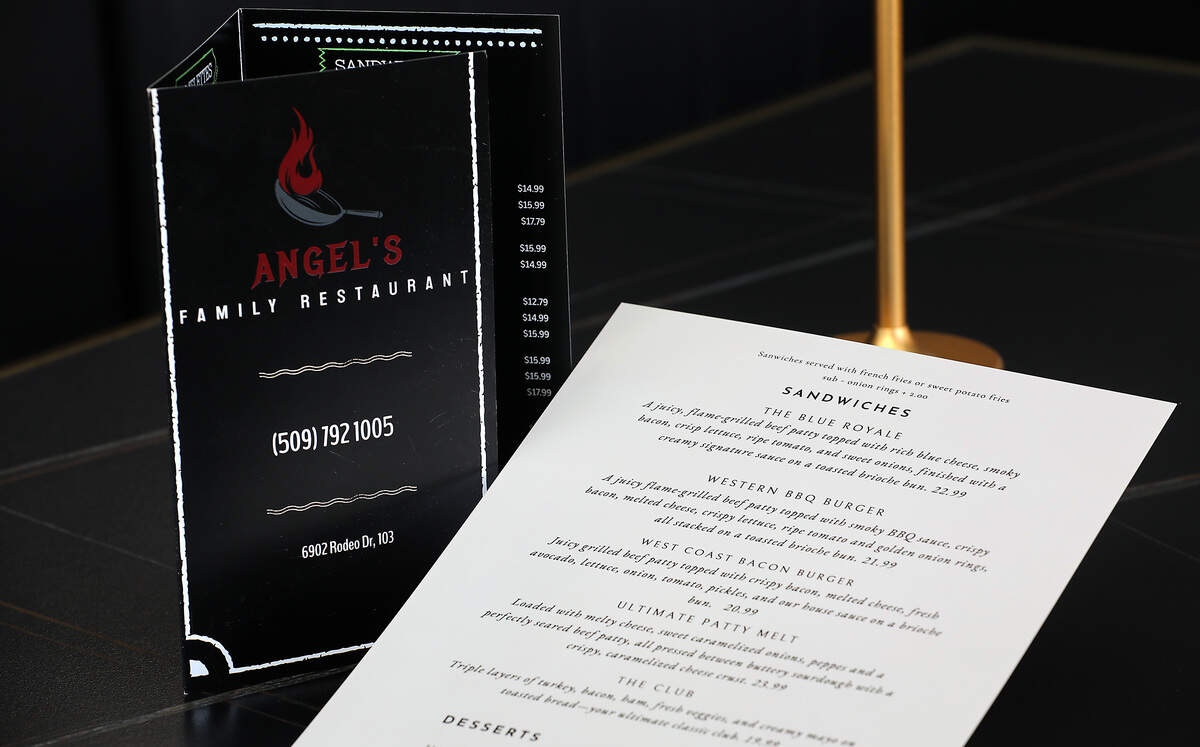 The menu at Angel's Family Restaurant in Pasco.