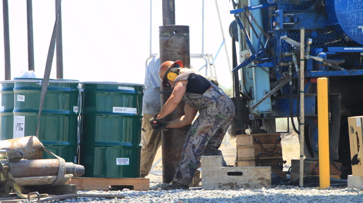 A well is drilled at the Hanford nuclear reservation. The site has about 12,000 wells, either in use or decommissioned.