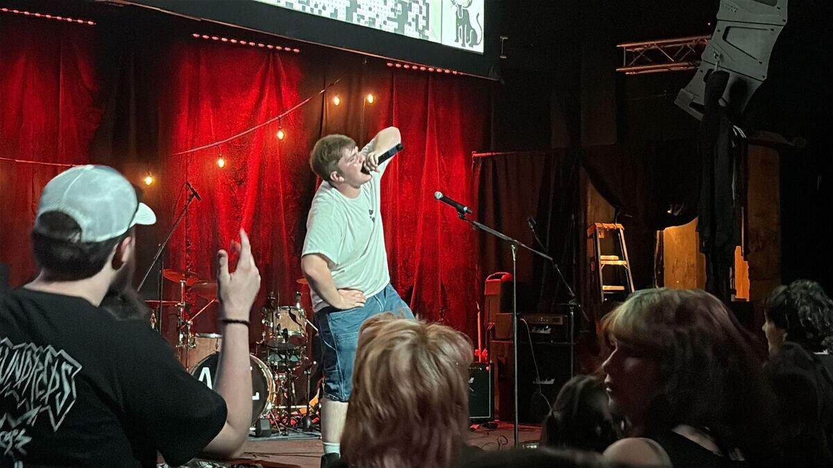 Teenage hip-hop artist JOSIAHDAVIS. on stage at PUNKS WEAR BLXCK at Richland’s Uptown Theatre on June 6. He was the first artist on a five-act bill that promised to be the party of the summer.