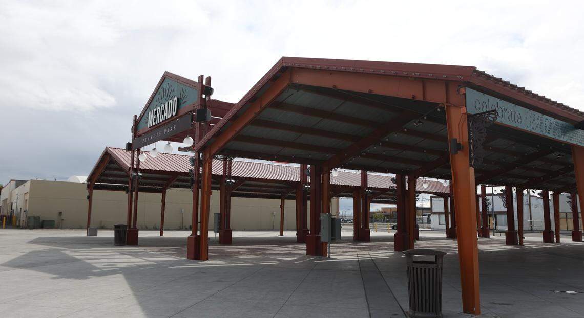 The Mercado shelter, home to the Pasco Farmers Market, is downtown.