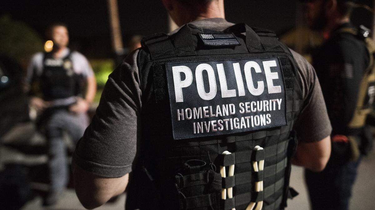 A Homeland Security Investigations officer on an Immigration and Customs Enforcement call.