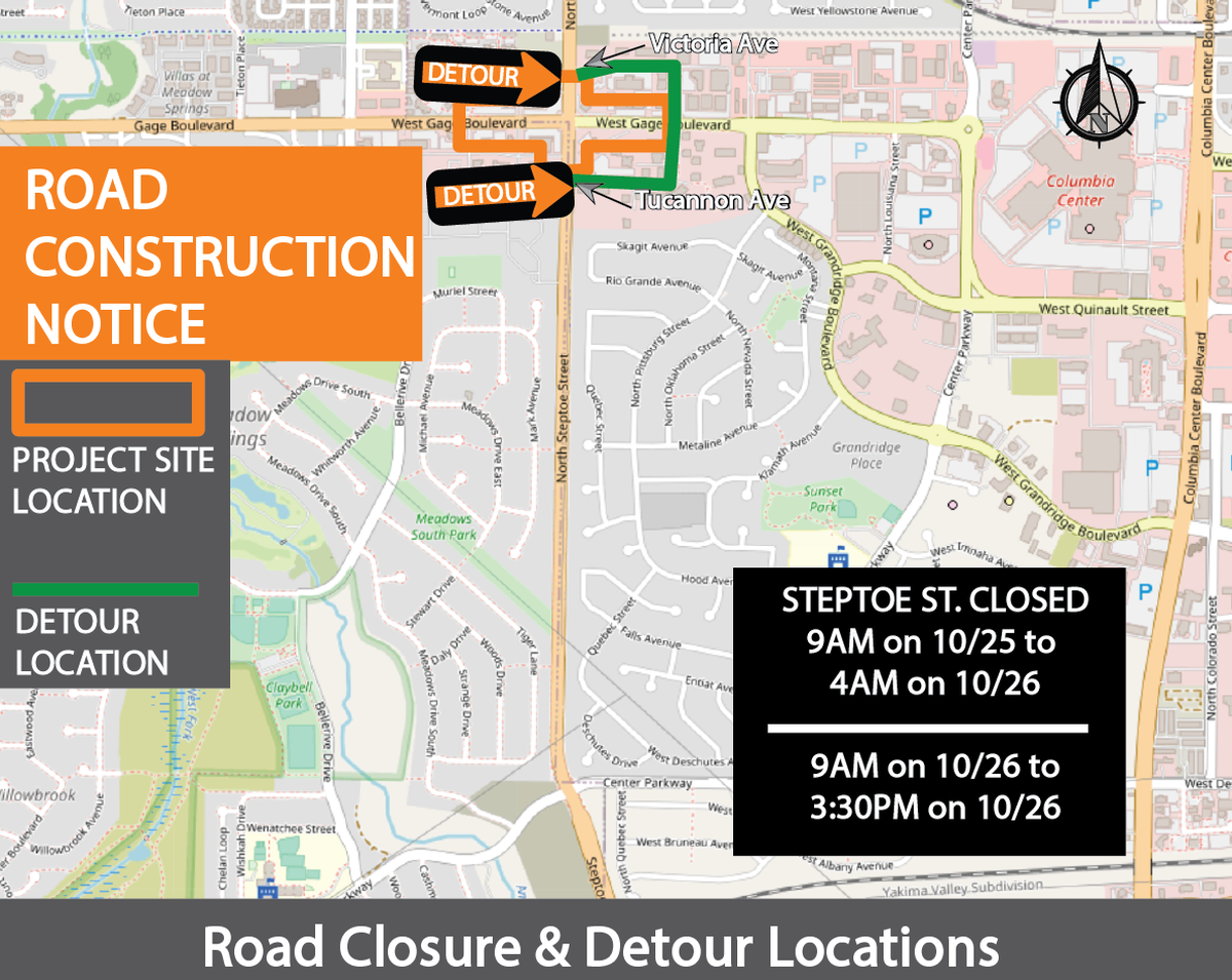 Major lane closures are expected Oct. 25 and 26 at Stepoe Street and Gage Boulevard.