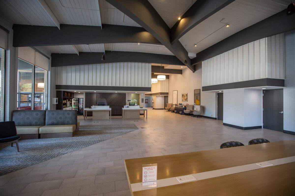 The Hanford House Hotel off of George Washington Way in Richland is undergoing renovations. The hotel was previously owned by Red Lion Hotels Corporation but is transitioning to be a Holiday Inn this October.