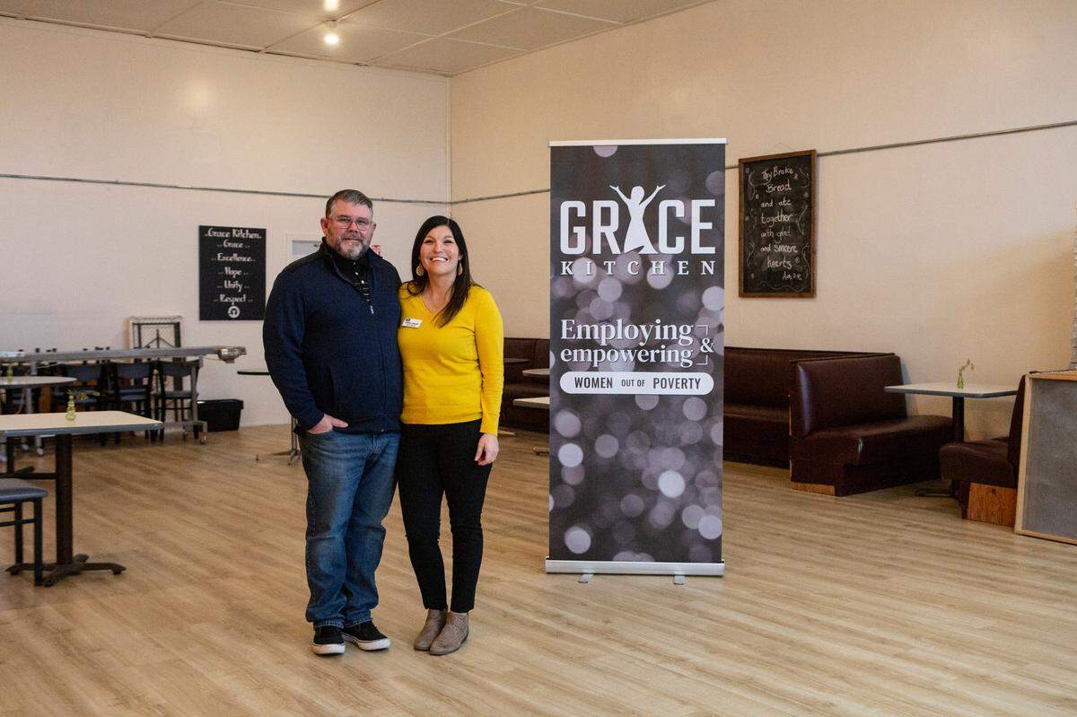 Devin and Amanda Lorraine at their nonprofit Grace Kitchen in Pasco.