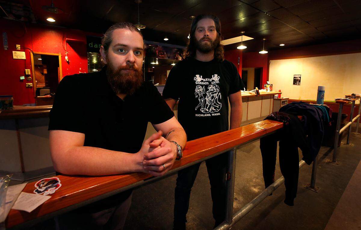 Talon Yager, left and Andrew McVay have bought Ray’s Golden Lion in Richland, a place they grew up at listening to music. They are working to resurrect the bar and bring the music scene back to Tri-Cities.