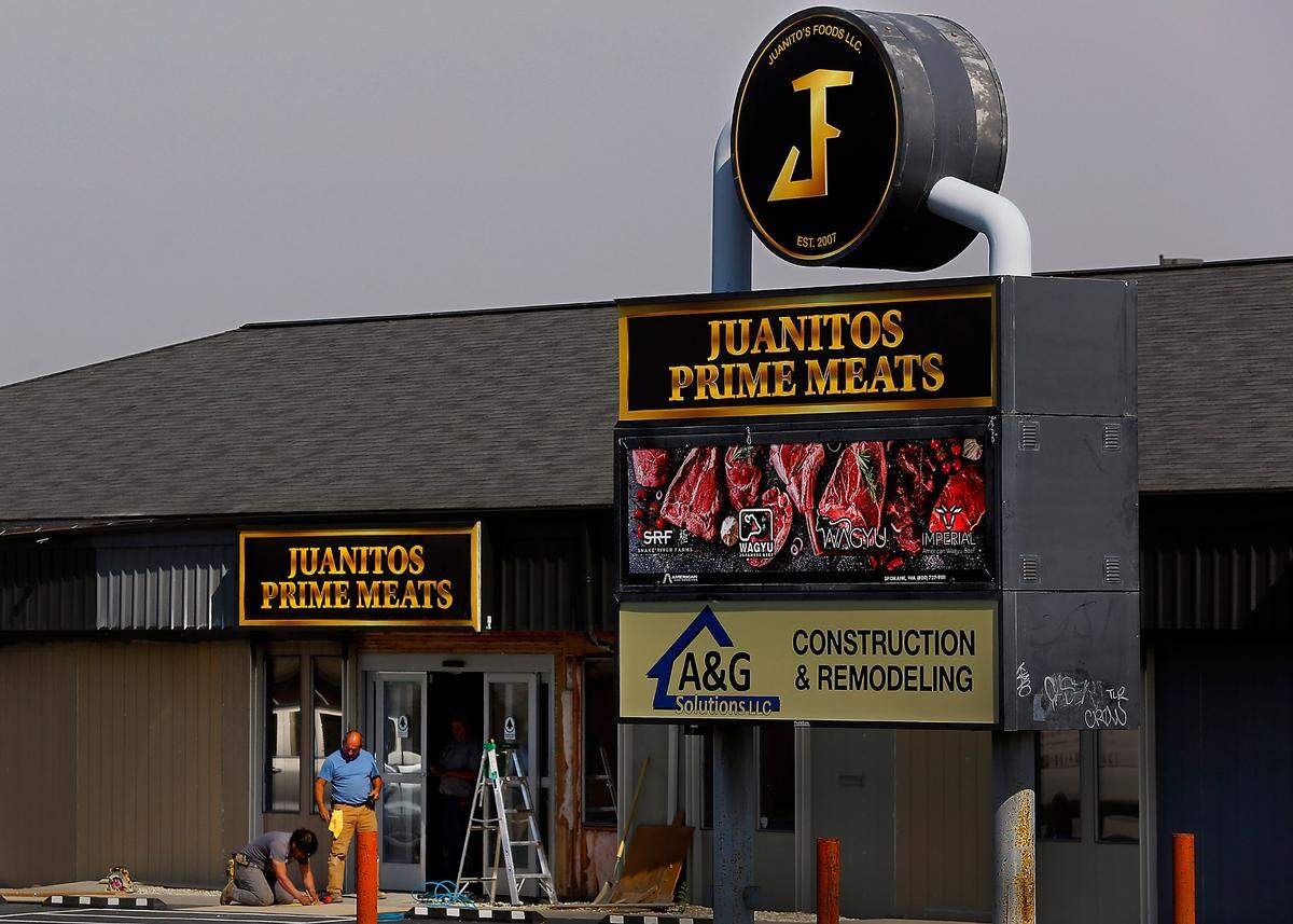 Work is underway transforming a section of the commercial retail building at 4812 W. Clearwater Ave. in Kennewick into a Juanitos Prime Meats storefront.
