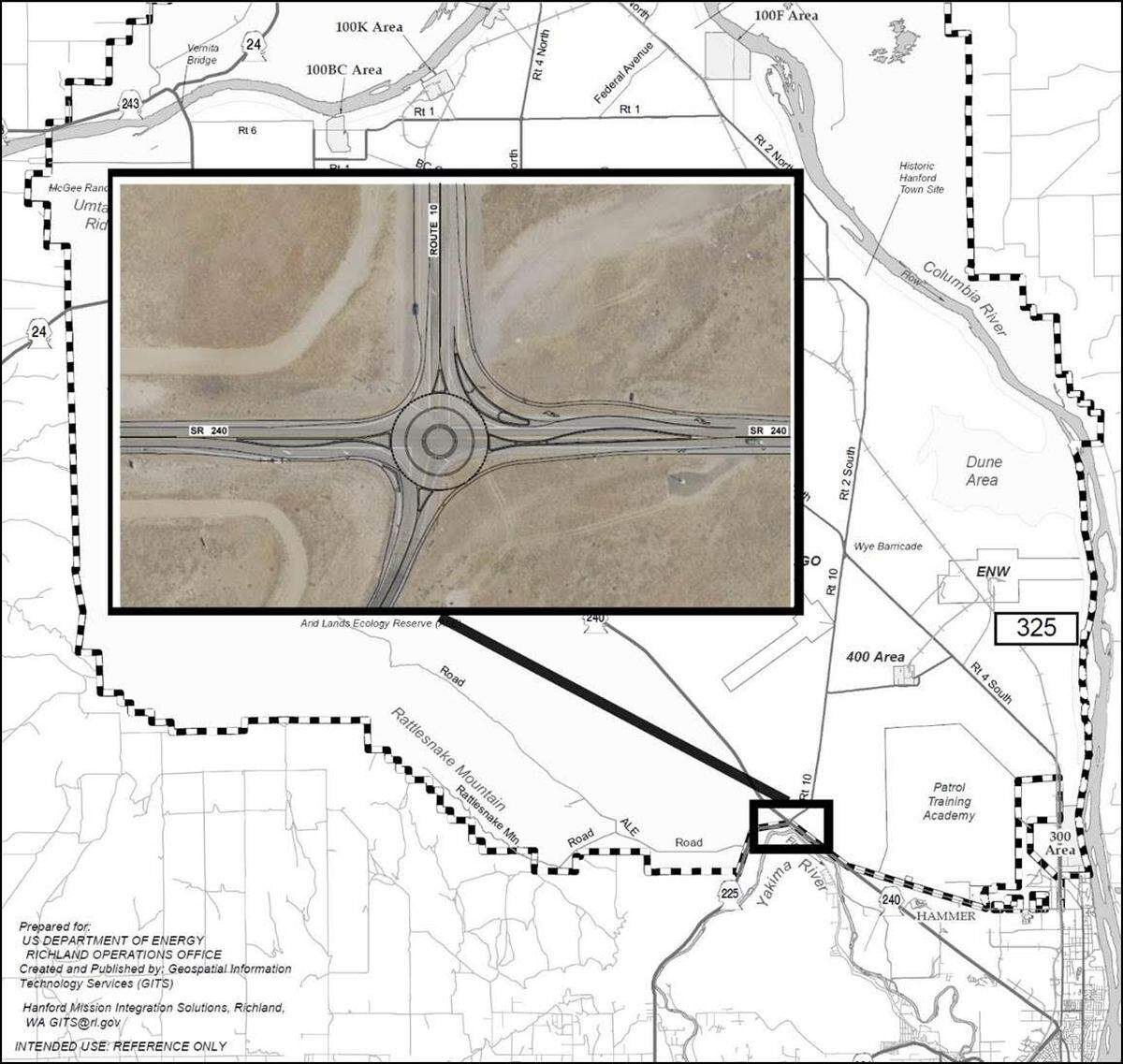 Work has started to add a roundabout on Highway 240 near the Wanawish/Horn Rapids Dam.