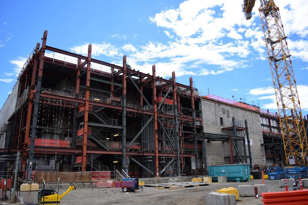 Construction continues at the High Level Waste Facility at Hanford's vitrification plant. It will not be needed for initial operations required to start by 2023.