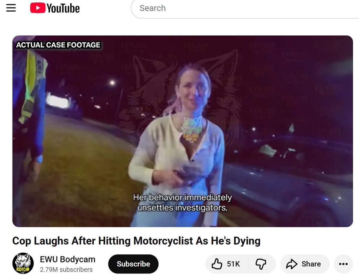 Explore With Us posted an 18-minute bodycam video on YouTube about the deadly March 1 crash involving Trooper Sarah Clasen. She is charged with vehicular homicide.
