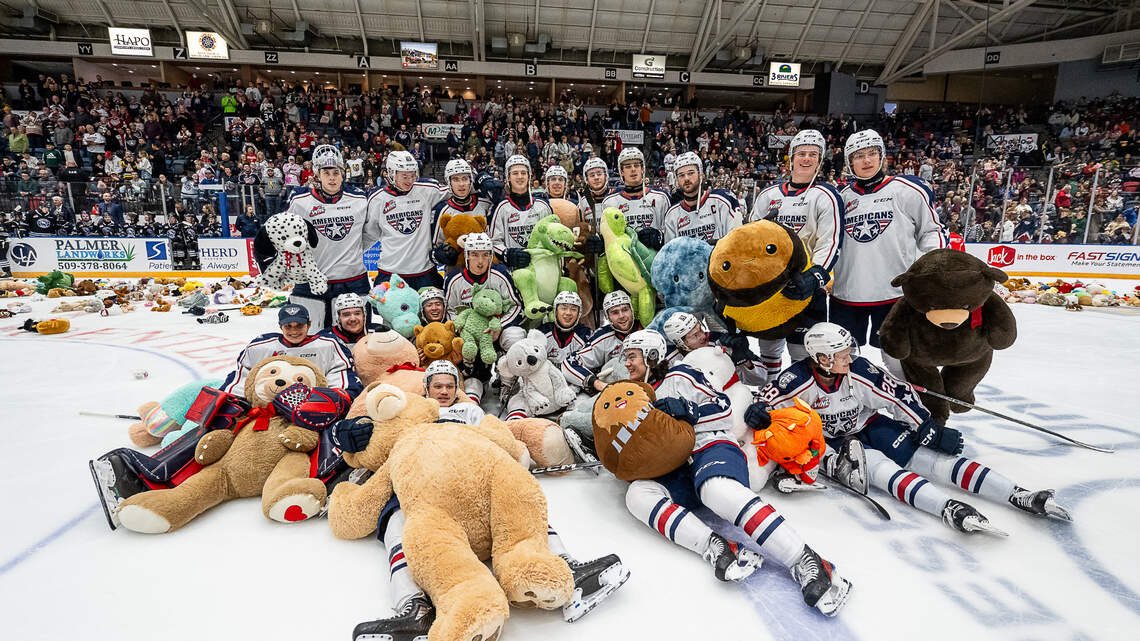 Tri-City Americans break Toyota Center Teddy Bear Toss record in massive win against Wild
