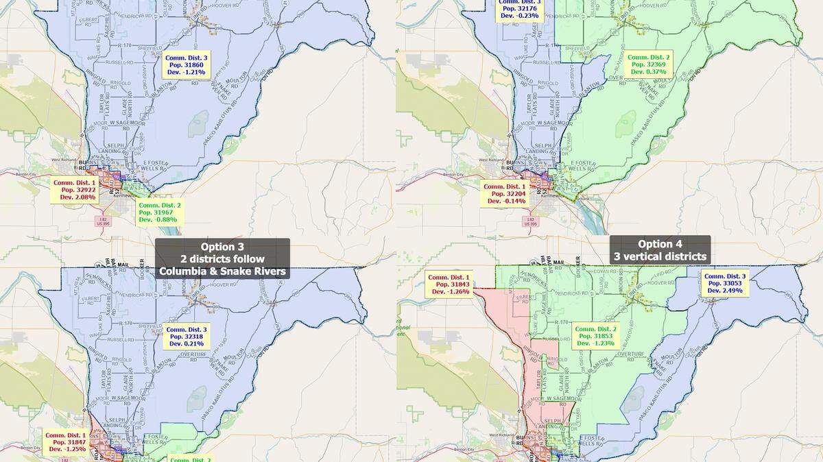Four redistricting proposals were discussed at a recent Franklin County, WA commissioner meeting after the 2020 Census showed shifting populations.