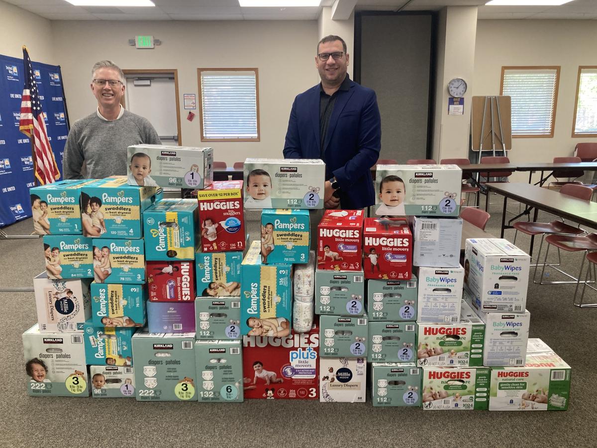Workers helped collect diapers and baby wipes at the Hanford Vit Plant offices.