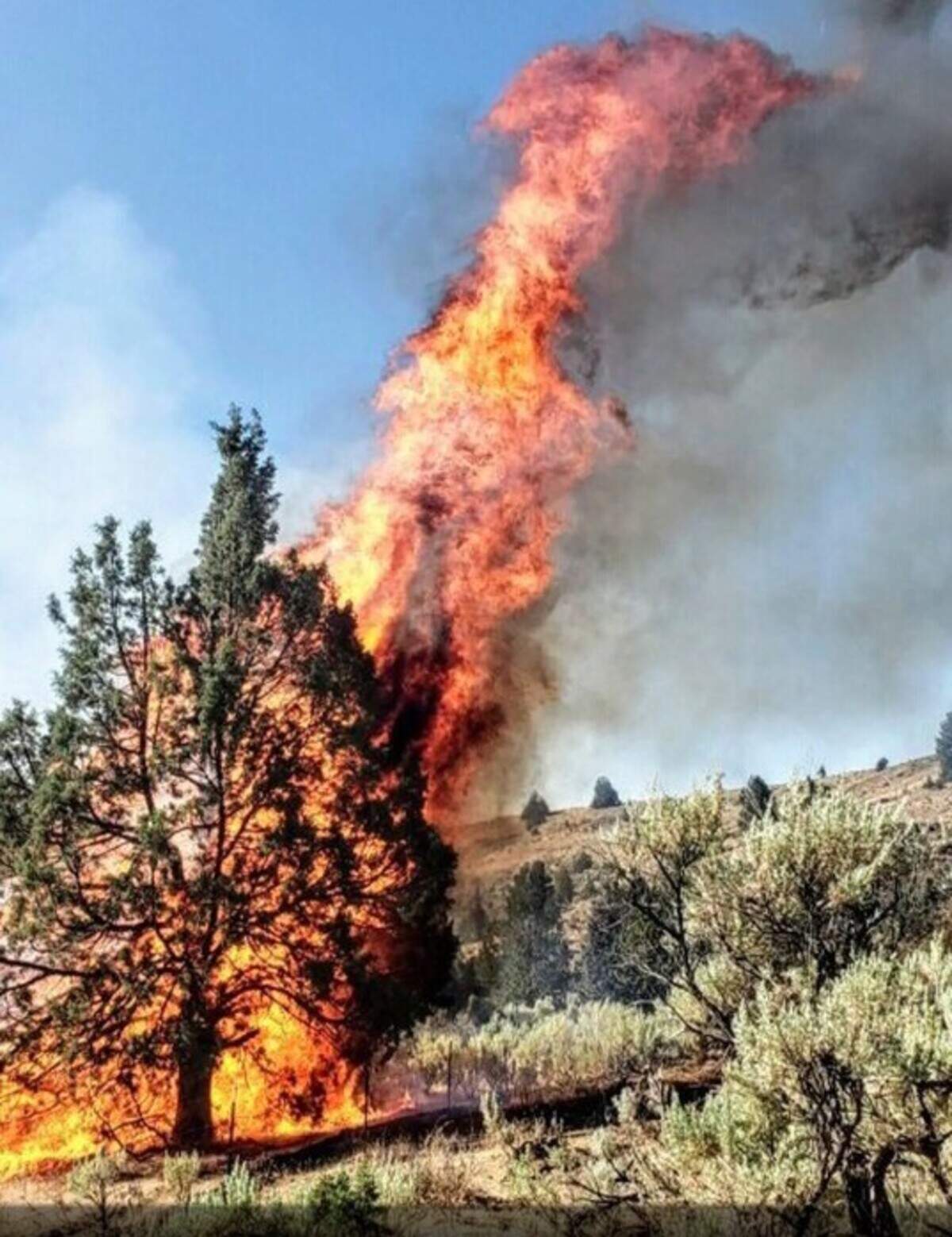 The wildfire at Juniper Dunes fire northeast of Pasco in Franklin County had spread across nearly 16 square miles by Monday.