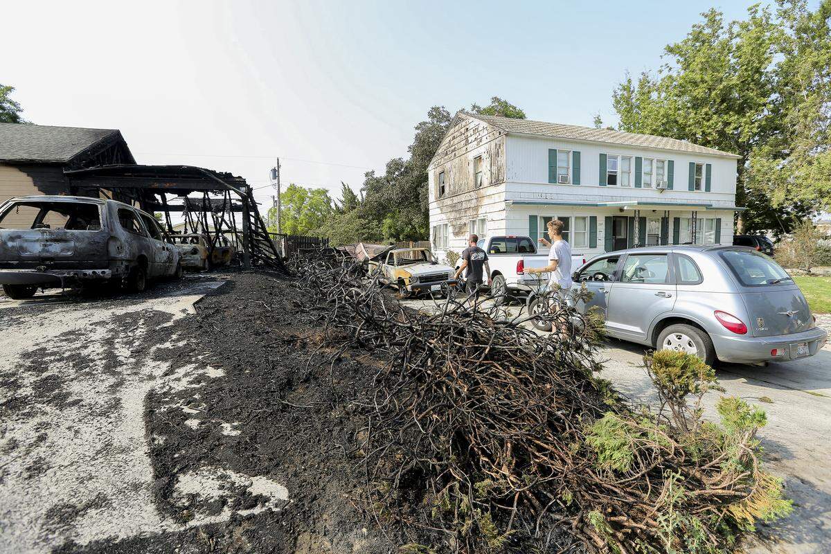 Aftermath of a fire burning two duplexes on the 1100 block Benham Street in Richland.