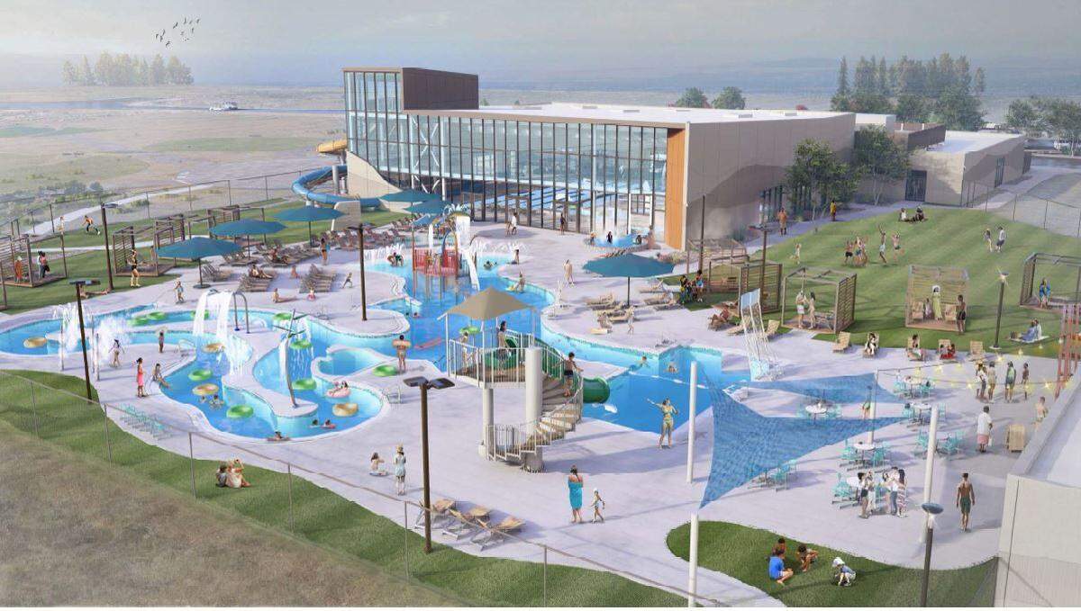 An architectural rendering of the Pasco Aquatic Center.
