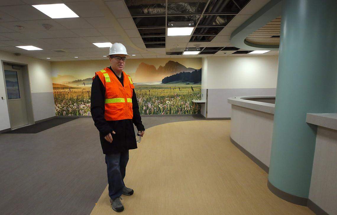 Matt Rasmussen, Benton County deputy administrator, discusses the construction progress on the Columbia Valley Recovery Center in downtown Kennewick.