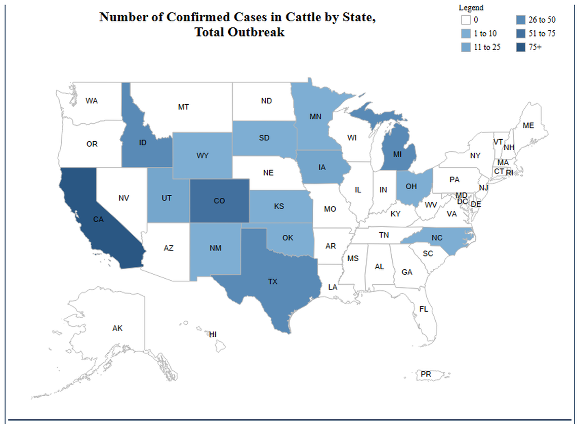 The U.S. Department of Agriculture is starting a national milk testing program after the highly pathogenic avian flu was detected in dairy cows in 15 states.