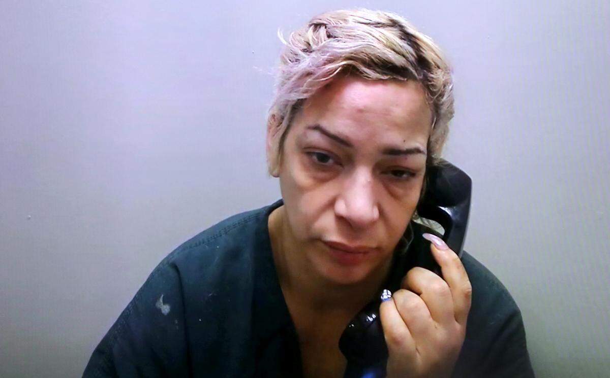 Judy Bernice Bribiescas, 39, appears in Benton County Superior Court via a video link Friday from the Benton County jail in Kennewick. Her 4-year-old daughter died Wednesday after stopping breathing at a Kennewick motel after swallowing fentanyl pills, claim officials.
