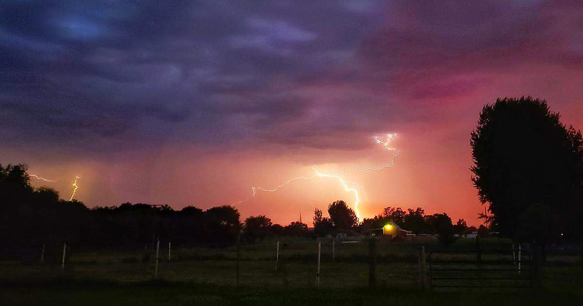 Elizabeth Jacobson of Finley shared her photo of the electrical storm from Monday night that lit up the night sky as it passed through the Mid-Columbia region.