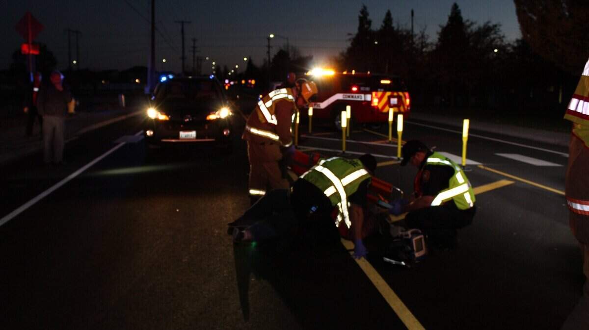 A woman was hurt crossing Union Street around dusk last night. Police said she was conscious and alert at the time.