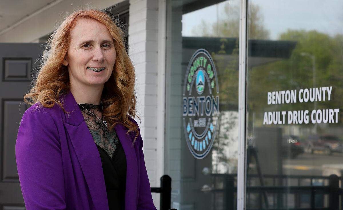 The Benton County Adult Drug Court celebrated the opening of their new office at 901 S. Auburn St. in Kennewick Friday with a ribbon cutting ceremony. Kim Stanhope is the therapeutic court coordinator for Benton County.