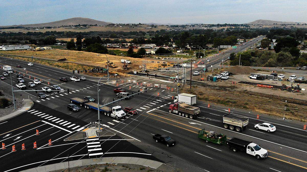 The Port of Benton will rebuild railroad crossings at Airport Way and Saint Street near the Richland Airport in October. Above, the Van Giesen crossing was rebuilt in 2022.