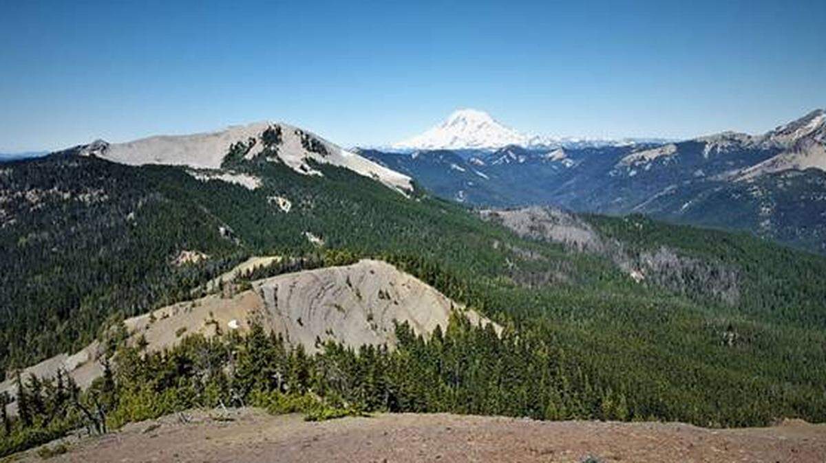Mount Rainier and Shellrock from the top of Burnt Mountain.