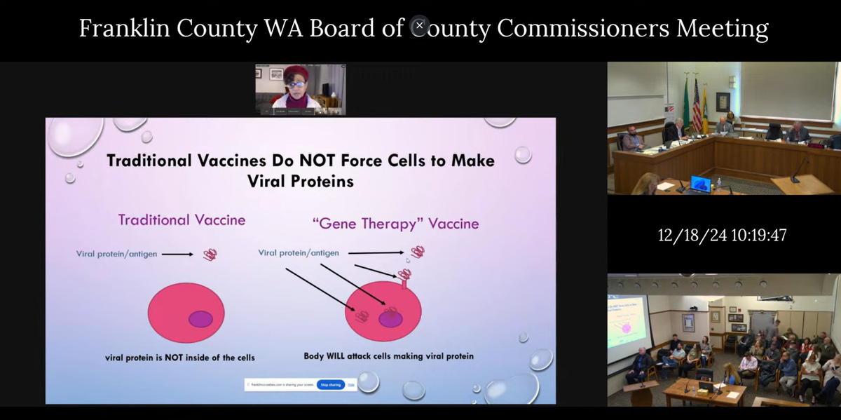 Dr. Christine Parks made false claims that the COVID-19 vaccine is gene therapy during a presentation against the treatment at a Dec. 18, 2024 Franklin County Commissioners meeting.