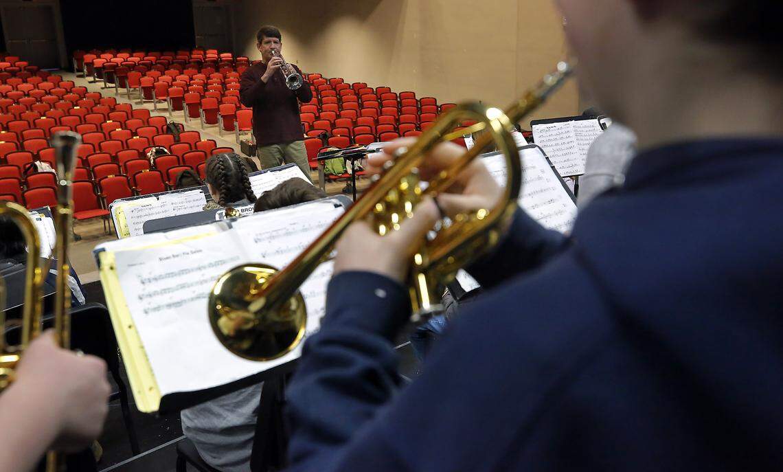Longtime music teacher Phillip Simpson is now substitute teaching and was recently conducting the seventh-grade jazz band at Chief Joseph Middle School in Richland.