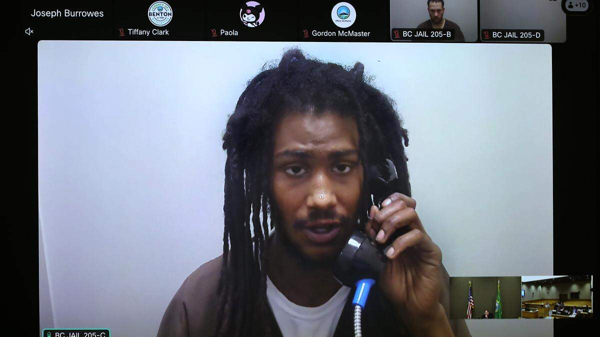 Murder suspect Darrious Thomason appears in Benton County Superior Court on Wednesday via a video link from the Benton County jail in Kennewick. He was arrested in Spokane in connection with the 2022 ambush killing of Jatzivy Sarabia.
