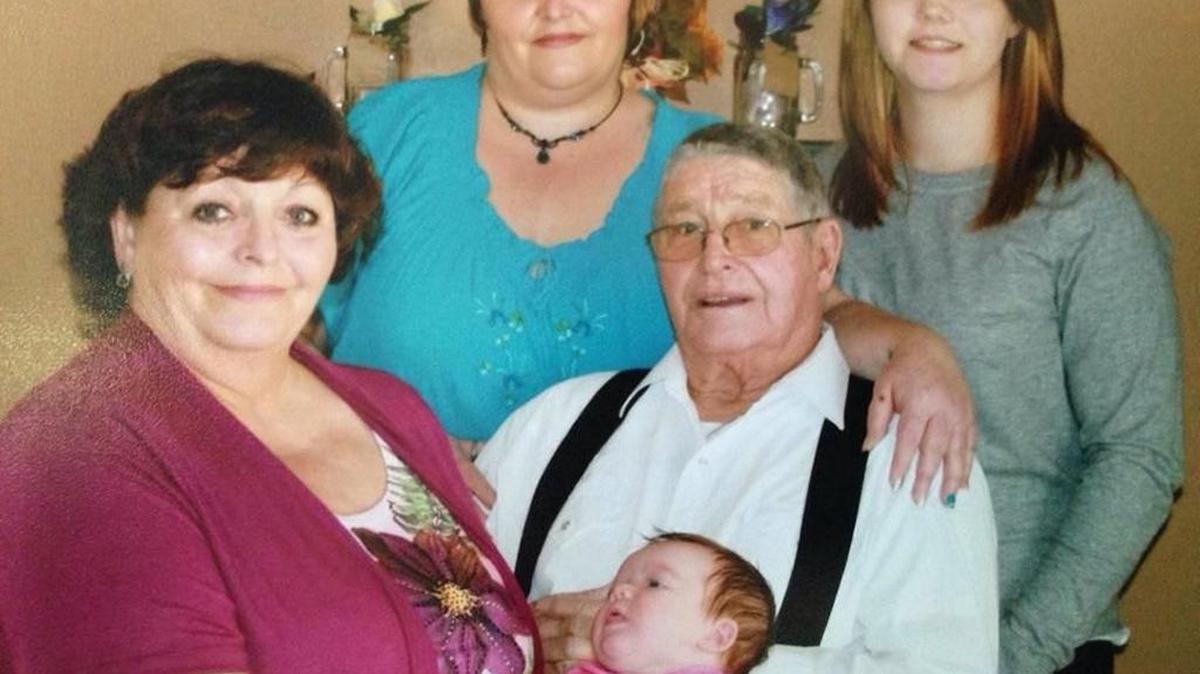 The Percifield-Daniels family gathered recently for a photo. From left to right are Terry Percifield, great-grandmother, of Kennewick, holding baby Ryley Tracy; Tara Percifield, grandmother, of Kennewick; Robert “Bob” Percifield, great-great-grandfather, of Kennewick; and Hayley Daniels, mother, of Richland.