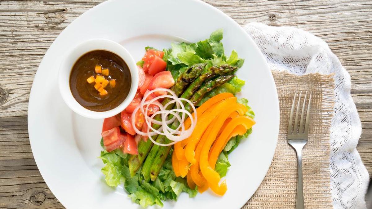 This Asparagus Salad with Balsamic Glaze recipe contributes to more than 40 percent of the folate daily value per serving.