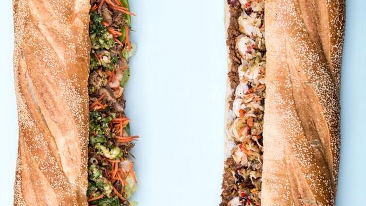 A three-foot sub should yield twenty-four 1-inch sandwich slices.