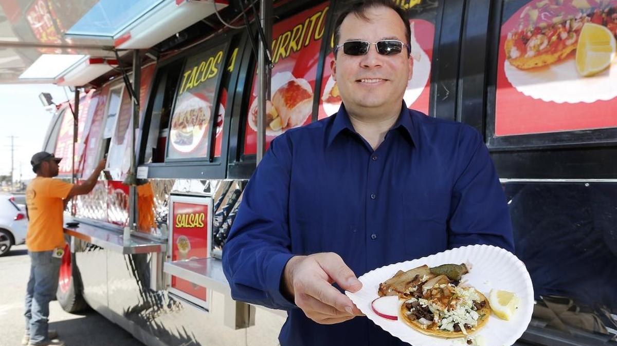 Taco aficionado Matt Watkins holds his top pick for best taco, the asada (beef) taco with grilled onions and a grilled jalapeño pepper from Taqueria La Esperanza at West Court Street and Fourth Avenue, after participating recently in the Taco Crawl event. The Pasco mayor tried all 20 places and wrote a blog about the unique specialties he found at each of them. Watch a video at www.tricityherald.com.video.